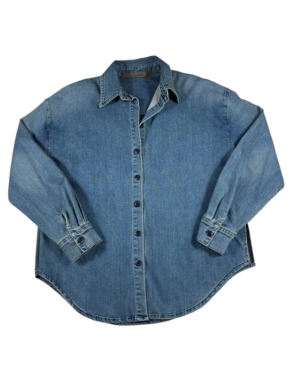 Enza Costa Oversized Stretch Denim Shirt, NWOT.